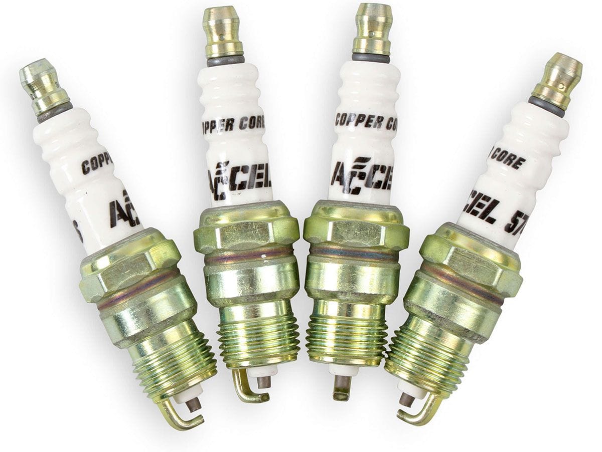 ACCEL .460" reach, Projected tip, Tapered seat, Set of 8, Resistor, Cold He Accel U-Groove Shorty Spark Plugs AC8198 SR