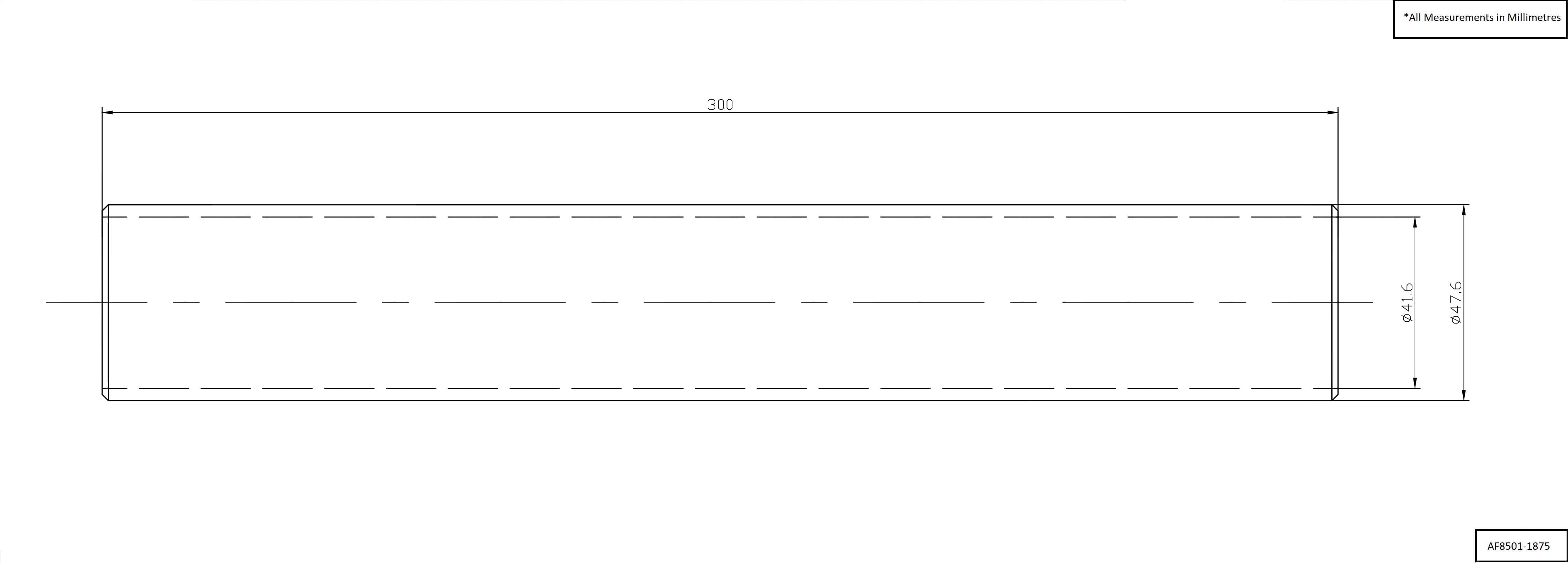 Aeroflow Aeroflow Aeroflow 1-7/8" (48mm) Steam Pipe Tube, Straight 300mm Long (AF8501-1875) SR