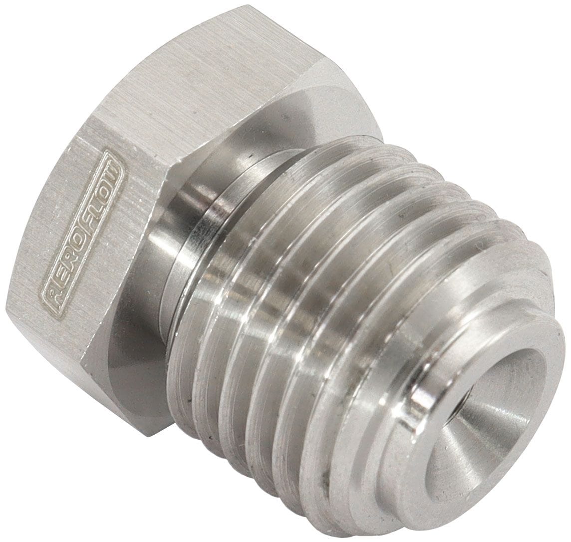 Aeroflow Performance Aeroflow Aeroflow Stainless Steel Inverted Flare Hex Port Plug 9/16"-18 (AF349-06) SR
