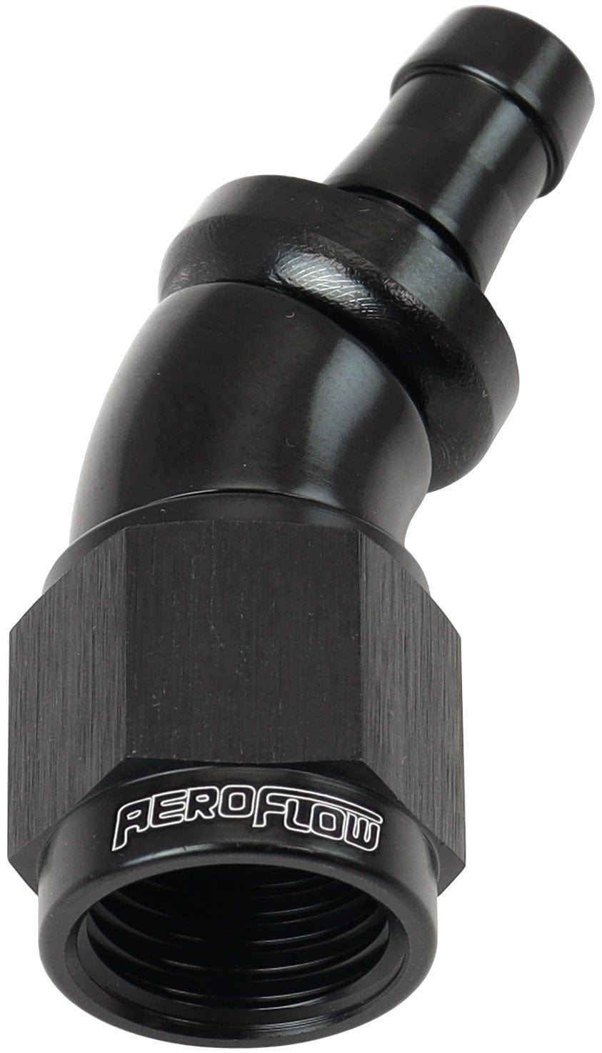 Aeroflow Performance -6AN TO 5/16" BARB 30 DEG FULL (AF517-06-05BLK) SR