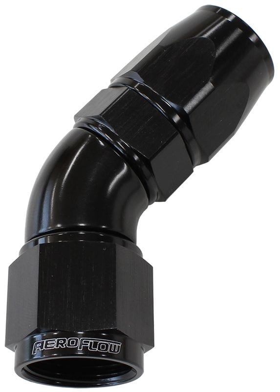 Aeroflow Performance Aeroflow 12 / Black 570 Series PTFE 45° Hose End. Suits 200 & 250 Series Hose AF572 SR
