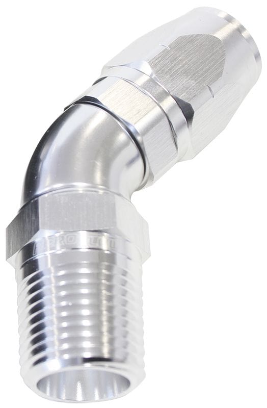 Aeroflow Performance Aeroflow 3/4NPT / 16AN / Silver 45° Male NPT Full Flow Swivel Hose End. AF528 Suits 100 & 450 Series Hose SR