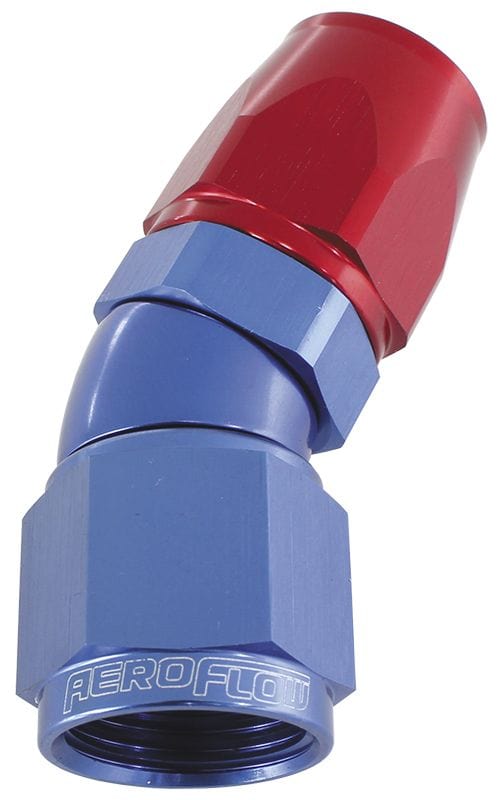 Aeroflow Performance Aeroflow 3 / Red/Blue 570 Series PTFE 30° Hose End AF577. Suits 200 & 250 Series Hose SR