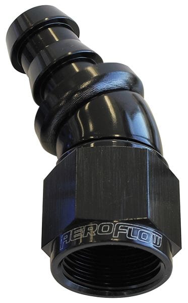 Aeroflow Performance Aeroflow 4 / Black 510 Series Full Flow Tight Radius Push Lock 30° Hose End AF517. Suits 400 & 500 Series Hose SR