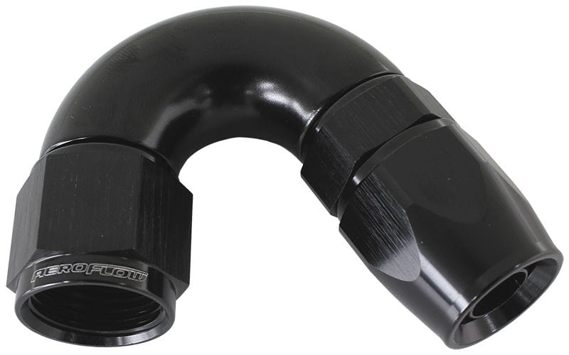 Aeroflow Performance Aeroflow 4 / Black 570 Series PTFE 150° Hose End AF575. Suits 200 & 250 Series Hose SR
