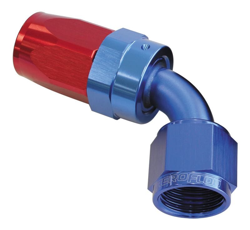 Aeroflow Performance Aeroflow 4 / Red/Blue 100 Series Taper 60° Swivel Hose End. Suit 100 & 450 Series Hose SR