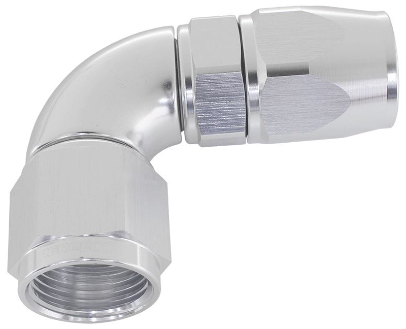 Aeroflow Performance Aeroflow 6 / Silver 570 Series PTFE 90° Hose End AF573. Suits 200 & 250 Series Hose SR