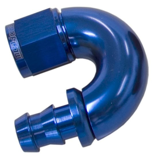 Aeroflow Performance Aeroflow 8 / Red/Blue 510 Series Full Flow Tight Radius Push Lock 180° Hose End AF516 . Suits 400 & 500 Series Hose SR
