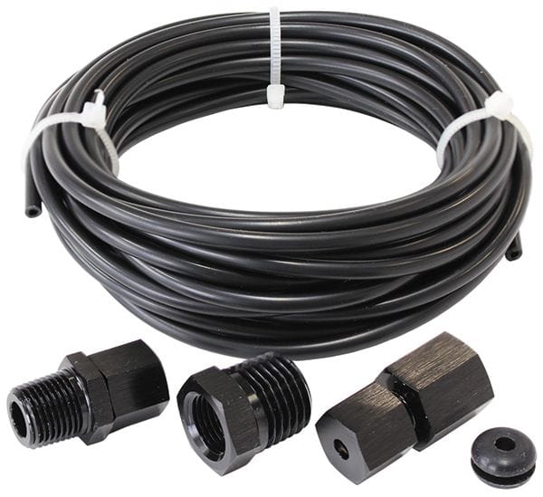 Aeroflow Performance Aeroflow Black Complete 1/8" Dia. Nylon Tubing Kit
Black Tubing with Black Fittings & Ferrules, 3.6m long SR