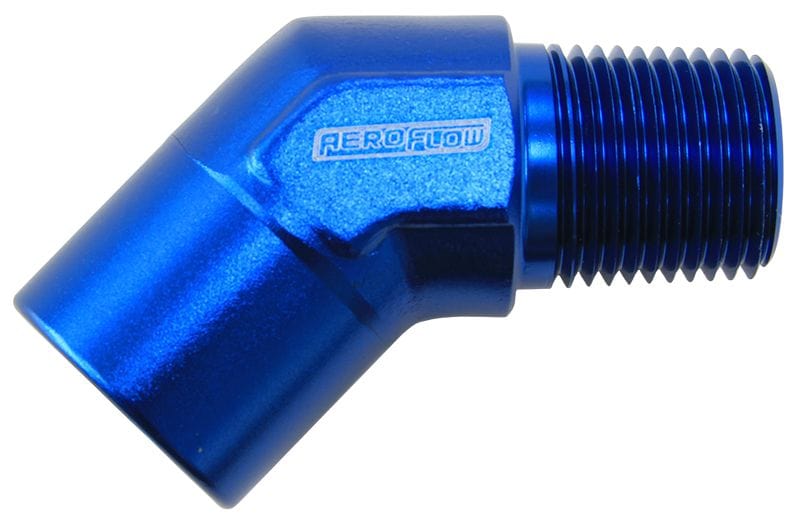 Aeroflow Performance Aeroflow Fittings 1/2" NPT / Red/Blue 45° NPT Female to Male NPT Fitting AF915 SR