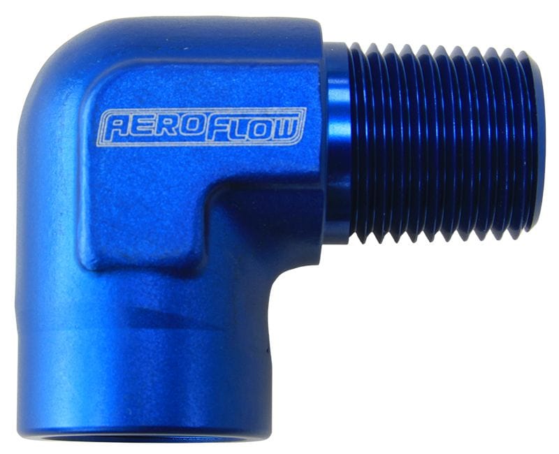 Aeroflow Performance Aeroflow Fittings 1/2" NPT / Red/Blue 90° NPT Female to Male NPT Fitting AF914 SR