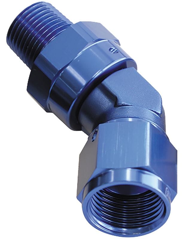 Aeroflow Performance Aeroflow Fittings 1/4NPT / 4AN / Blue 45° NPT Swivel to Male AN Flare Adapter AF919 SR