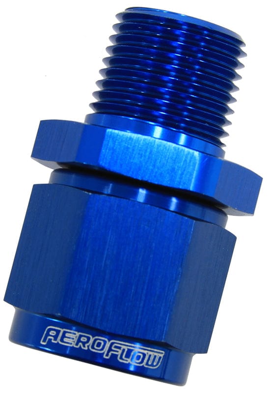 Aeroflow Performance Aeroflow Fittings 1/8NPT / 6AN / Blue Male NPT to Female AN Straight Fittings AF916 SR