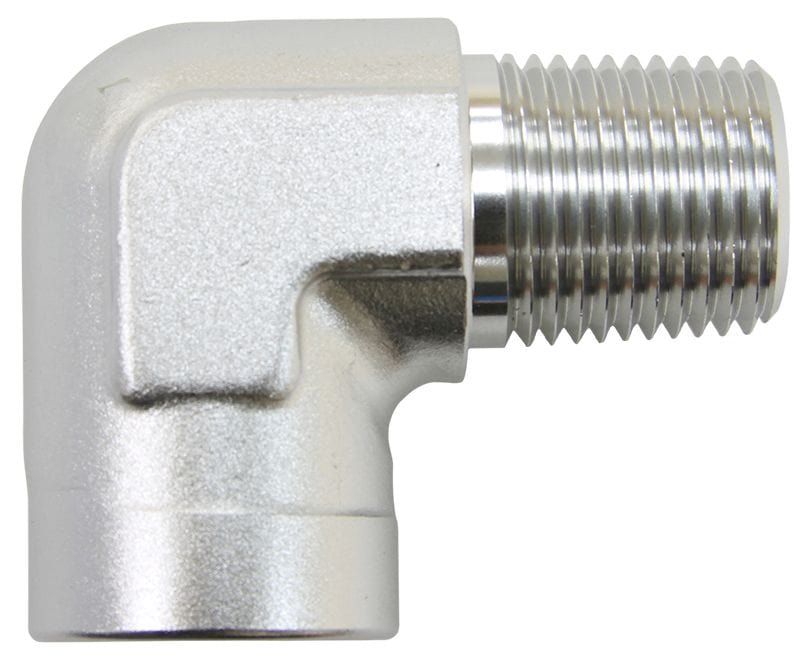Aeroflow Performance Aeroflow Fittings 1" NPT / Silver 90° NPT Female to Male NPT Fitting AF914 SR