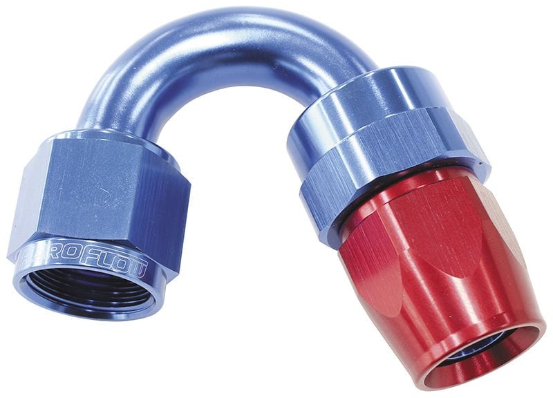 Aeroflow Performance Aeroflow Fittings 10 / Red/Blue 200 Series PTFE 150° Hose End AF205 SR