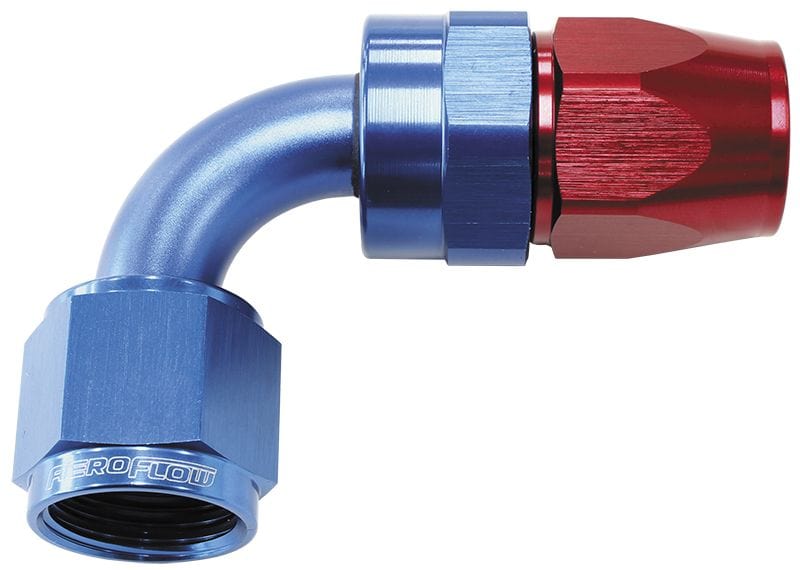 Aeroflow Performance Aeroflow Fittings 10 / Red/Blue 200 Series PTFE 90° Hose End AF203 SR