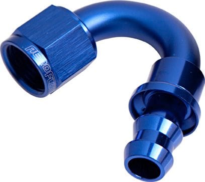 Aeroflow Performance Aeroflow Fittings 10 / Red/Blue 400 Series Push Lock 150° Hose End AF405 SR