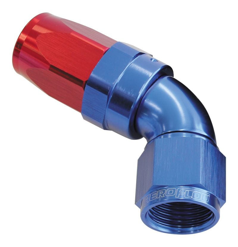 Aeroflow Performance Aeroflow Fittings 12 / Red/Blue 150 Series Taper One-Piece Full Flow Swivel 60° Hose End AF198 SR