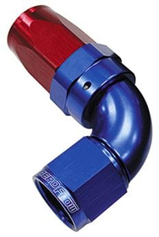 Aeroflow Performance Aeroflow Fittings 12 / Red/Blue 150 Series Taper One-Piece Full Flow Swivel 90° Hose End AF153 SR