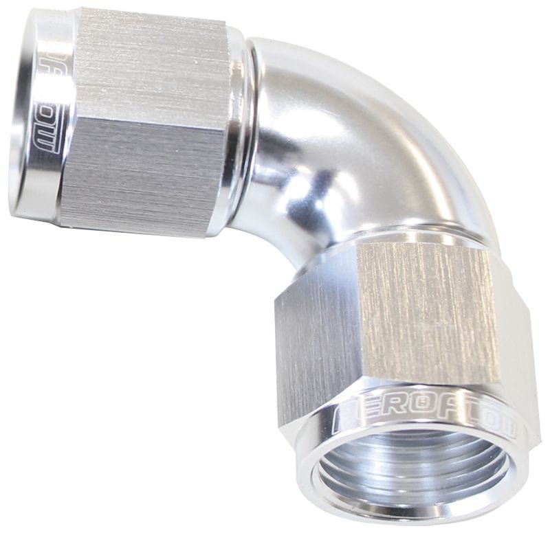 Aeroflow Performance Aeroflow Fittings 12AN / Silver 90° Full Flow Female Coupler AF583 SR