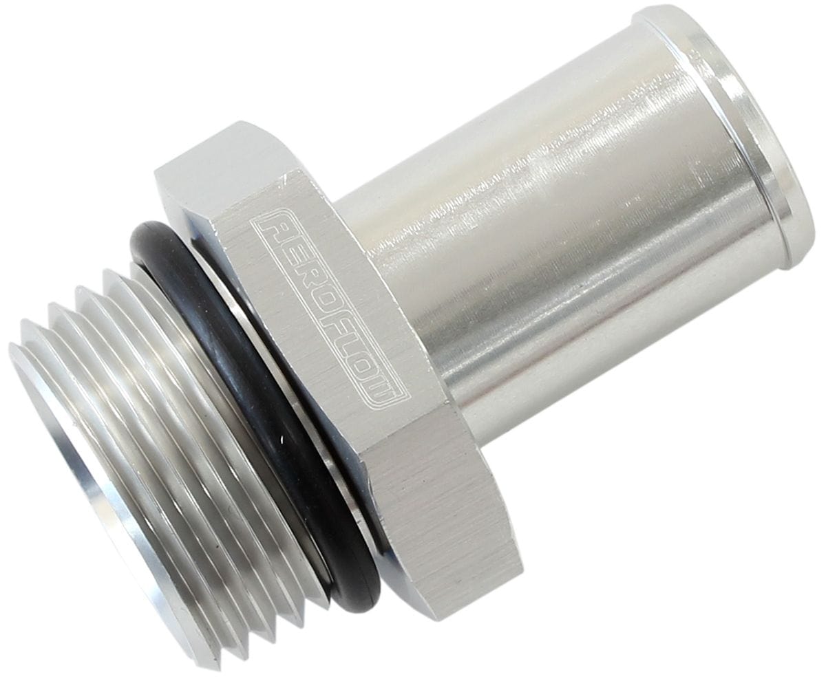 Aeroflow Performance Aeroflow Fittings 12AN to 5/8 BARB / Silver Straight Hose Barb to ORB - Multiple sizes SR