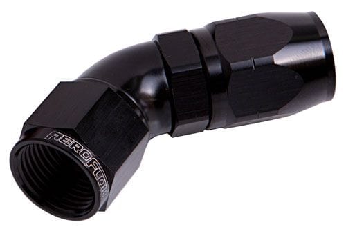 Aeroflow Performance Aeroflow Fittings 16AN / Black 550 Series Cutter One-Piece Full Flow Swivel 45° Hose End AF552 SR