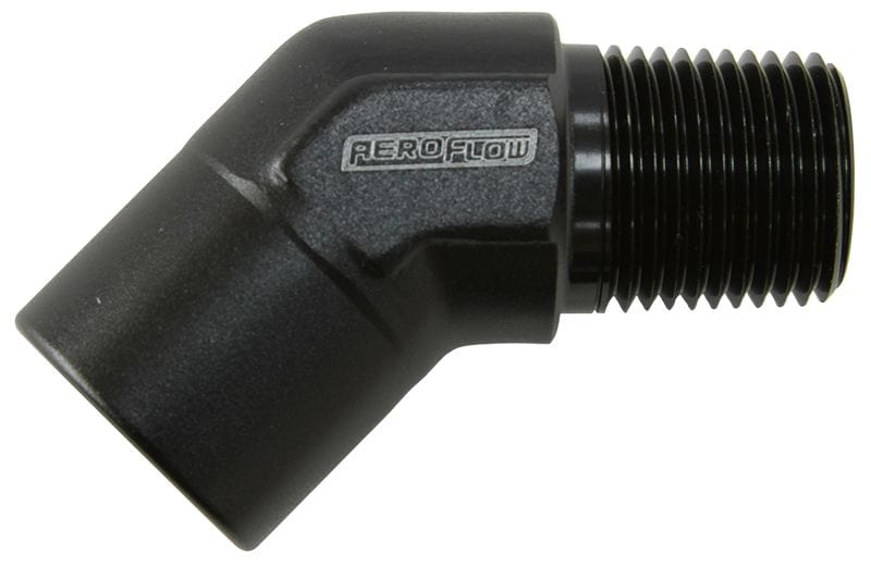 Aeroflow Performance Aeroflow Fittings 3/8" NPT / Black 45° NPT Female to Male NPT Fitting AF915 SR