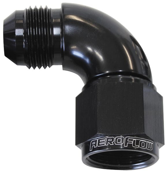 Aeroflow Performance Aeroflow Fittings 3 / Black 90° Full Flow Female/Male Flare Swivel AF543 SR