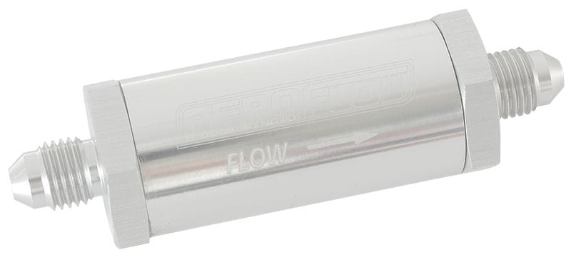 Aeroflow Performance Aeroflow Fittings 3 / Silver Long Inline Fuel & Oil Filter
Includes 30 Micron Element, 3" Long, 1" O.D SR