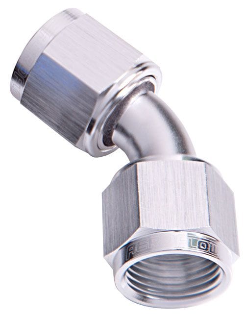 Aeroflow Performance Aeroflow Fittings 3AN / Silver 45° Female Swivel Coupler AF132 SR