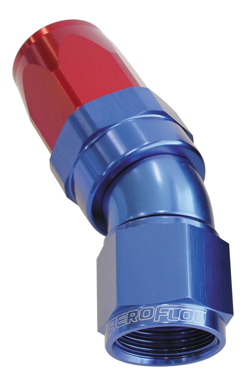 Aeroflow Performance Aeroflow Fittings 4 / Red/Blue 150 Series Taper One-Piece Full Flow Swivel 30° Hose End AF197 SR