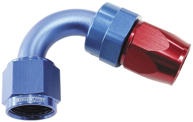 Aeroflow Performance Aeroflow Fittings 4 / Red/Blue 200 Series PTFE 120° Hose End AF204 SR