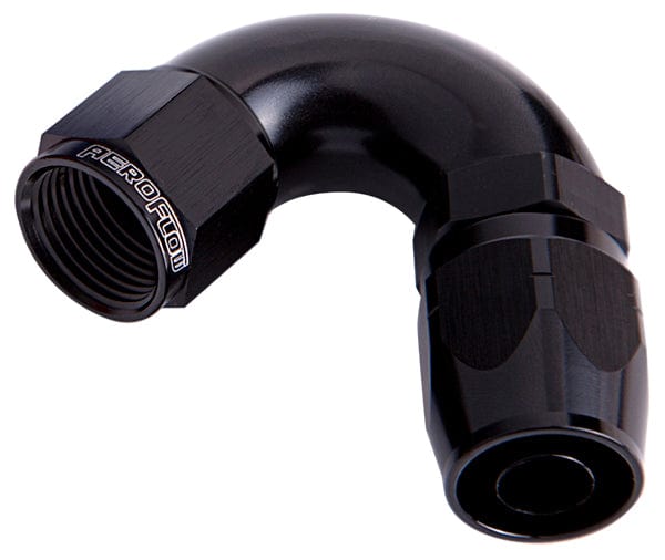 Aeroflow Performance Aeroflow Fittings 4AN / Black 550 Series Cutter One-Piece Full Flow Swivel 120° Hose End AF554 SR