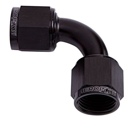 Aeroflow Performance Aeroflow Fittings 4AN / Black 90° Female Swivel Coupler AF133 SR