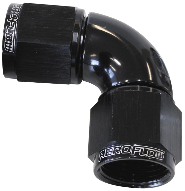Aeroflow Performance Aeroflow Fittings 4AN / Black 90° Full Flow Female Coupler AF583 SR