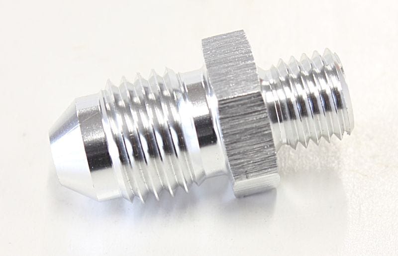 Aeroflow Performance Aeroflow Fittings 4AN / M8x1.0 / Silver Metric to Male Flare Adapter M8 x 1.0mm to -4AN AF728 SR
