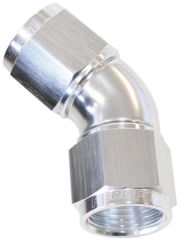 Aeroflow Performance Aeroflow Fittings 6 / Silver 45° Full Flow Female Coupler AF563 SR