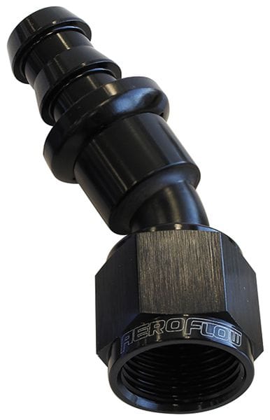 Aeroflow Performance Aeroflow Fittings 6 / Silvers 400 Series Push Lock 30° Hose End AF417 SR