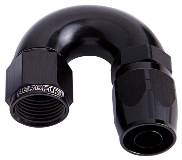 Aeroflow Performance Aeroflow Fittings 8AN / Black 550 Series Cutter One-Piece Full Flow Swivel 180° Hose End AF556 SR