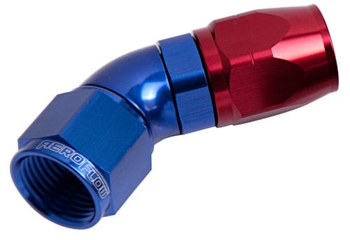 Aeroflow Performance Aeroflow Fittings 8AN / Red/Blue 550 Series Cutter One-Piece Full Flow Swivel 45° Hose End AF552 SR