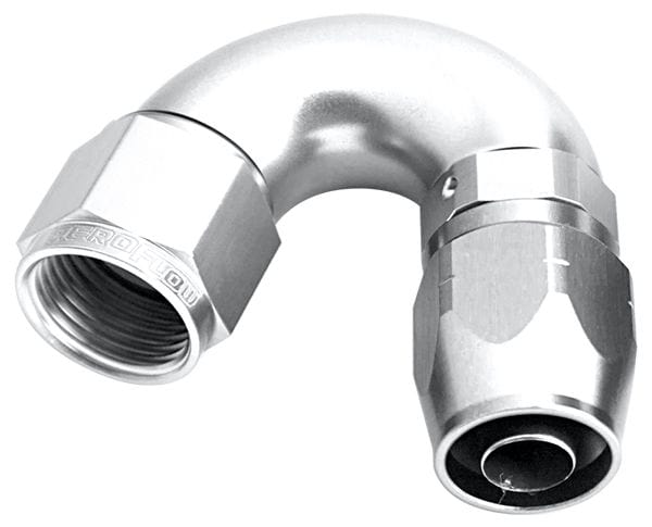 Aeroflow Performance Aeroflow Fittings 8AN / Silver 550 Series Cutter One-Piece Full Flow Swivel 150° Hose End AF555 SR