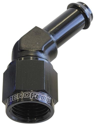 Aeroflow Performance Aeroflow Fittings 8AN to 1/2 BARB / Black 45° Hose Barb AF412 Multiple Sizes SR