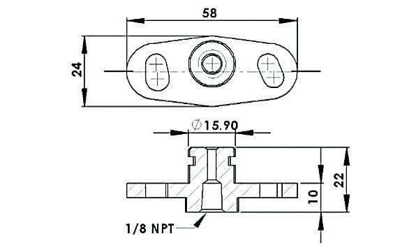 Aeroflow Performance Aeroflow Fuel Rail Adapter AF64-2066
Suit Mitsubishi 16mm Seal & 37-40mm Centres SR