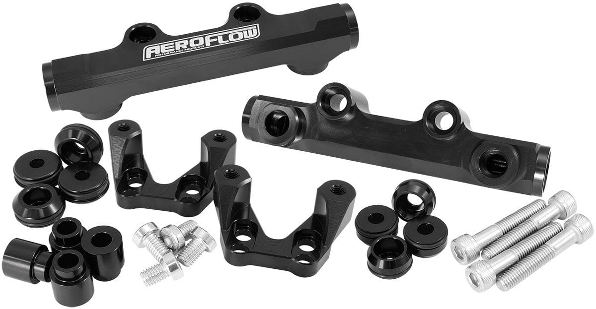Aeroflow Performance Aeroflow Subaru EJ20 Top Feed Conversion Billet EFI Fuel Rail - Black AF64-2258BLK SR