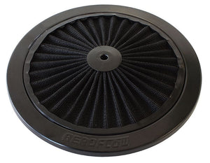 Black Full Flow Air Filter Top Plate
9" diameter, black washable cotton element