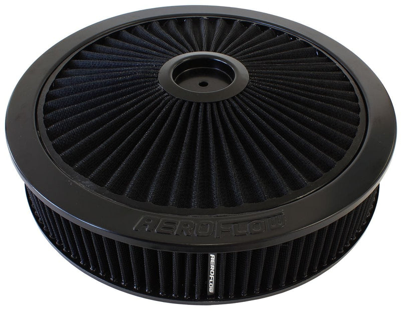 14" x 3" Full Flow Air Filter Assembly, Black
1-1/8" Drop Base. Washable Cotton Element. Fits 5-1/8" Neck