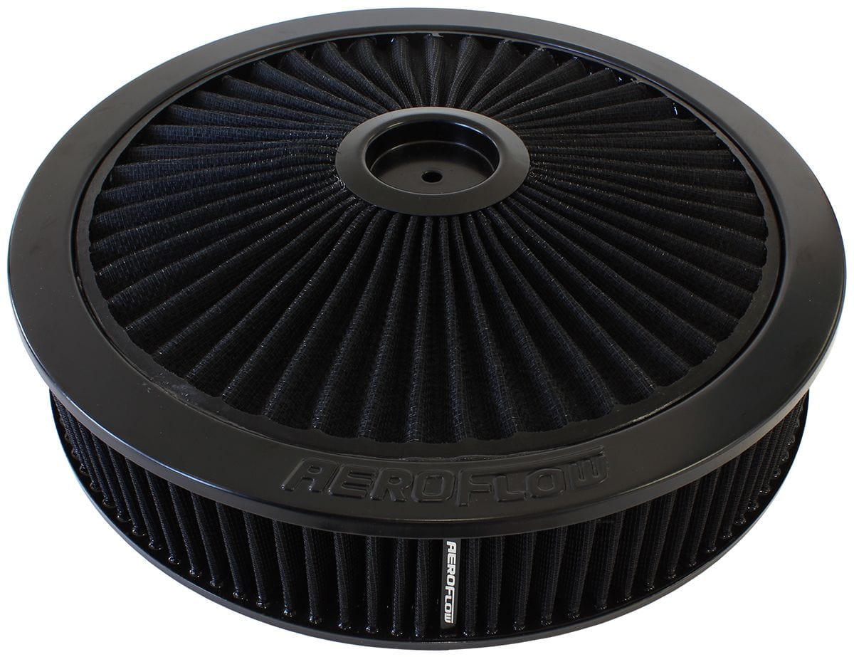 Aeroflow Performance Air Filters AF2251-3079 Black Full Flow Air Filter Assembly
14" x 3", 7-5/16" neck,Flat Base with black washable cotton element SR