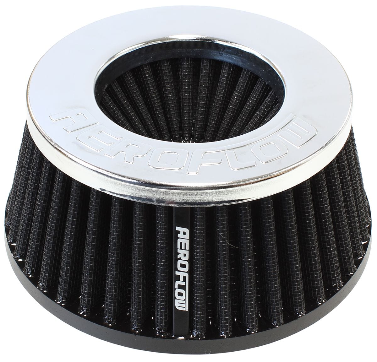 Aeroflow Performance Air Filters AF2811-5288 Universal 3" (76mm) Steel Top Inverted Tapered Pod Filter with Chrome End SR