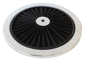 Chrome Full Flow Air Filter Top Plate
9" diameter, black washable cotton element