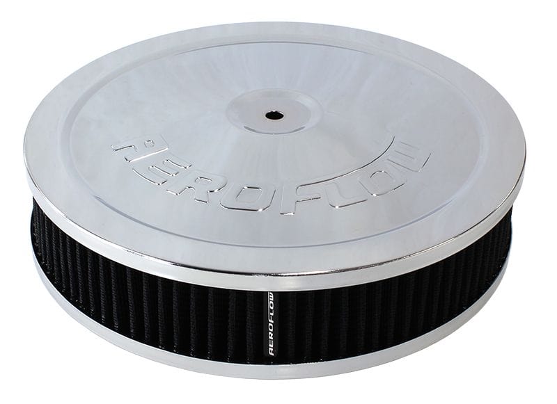 Aeroflow Performance Air Filters AF2851-1110 Chrome Air Filter Assembly
9" x 2", 5-1/8" neck, black washable cotton element SR